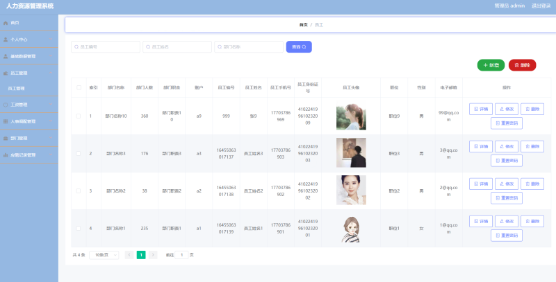 人力资源管理系统-毕设无忧网