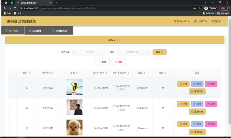 医院资源管理系统-毕设无忧网