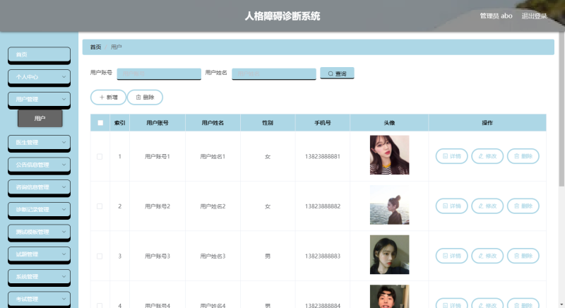 人格障碍诊断系统-毕设无忧网