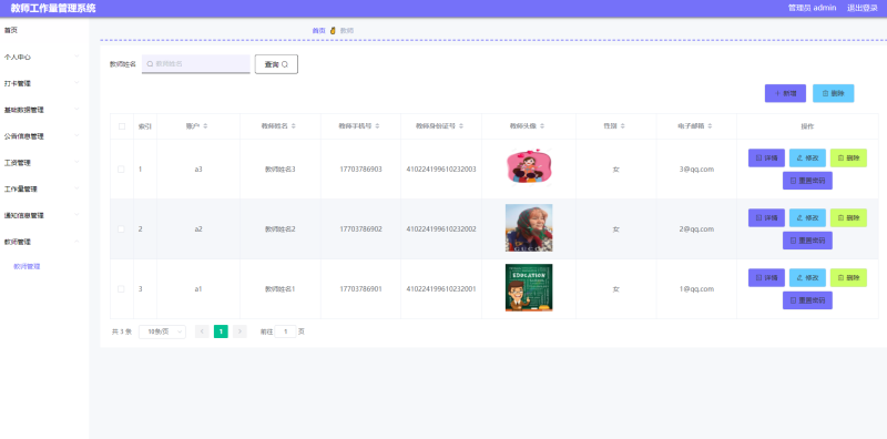 教师工作量管理系统-毕设无忧网