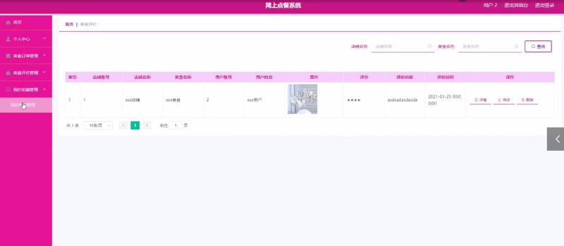 网上点餐系统-毕设无忧网