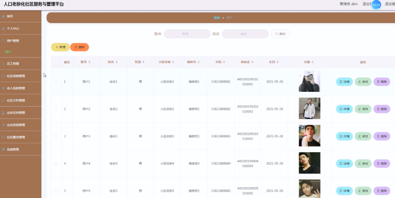 人口老龄化社区服务与管理平台-毕设无忧网